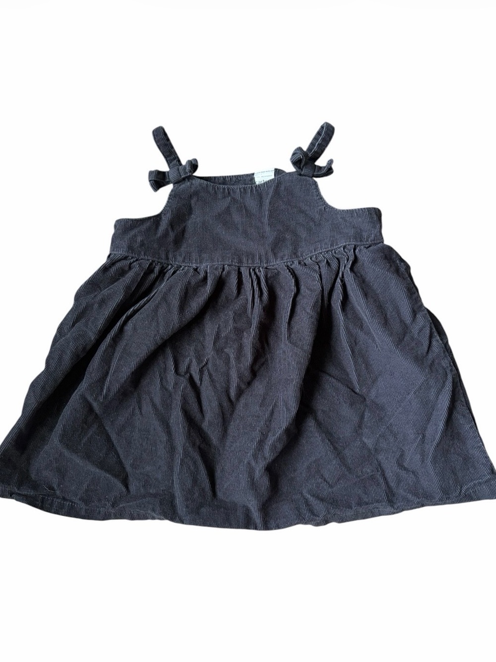 Like New! Carter’s Baby Girl Dark Gray Bow Strap Corduroy Dress 6-9 Months
